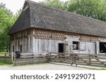 Old minumental barn in Orvelte picturesque museum town in Drenthe in The Netherlands.