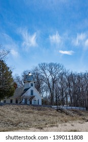 Old Mission Peninsula Lighthouse Traverse City Michigan Lake Michigan Clouds