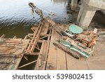 Old mobile crane in construction