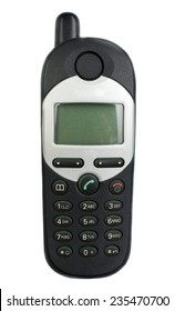 Old mobile phone on a white background, isolated.