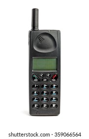 Old Mobile Phone On White Background With Clipping Path.