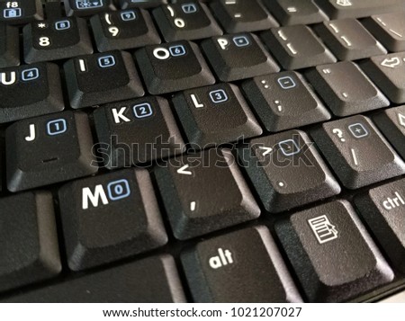 old model laptop keyboard panel in isolated white background 