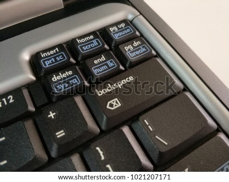 old model laptop keyboard panel in isolated white background 