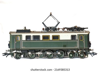 Old model trains - streetcar. Model trains and streetcar.
