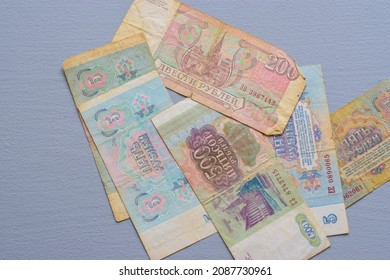 Old Money USSR, Old Soviet Banknotes. Abstract Money Background