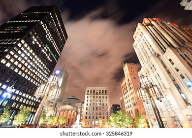 Old Montreal Street View With Historical Buildings 