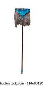 Old Mop Isolated On White Background,Clipping Path