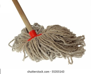 Old Mop Isolated On White Background