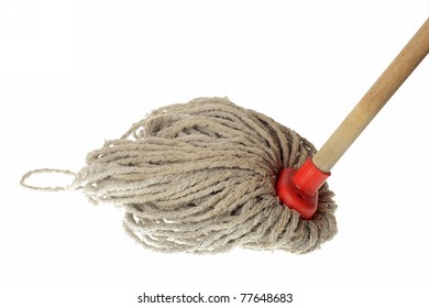 Old Mop Isolated On White Background