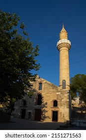 Old mosque with a minaret on territory of Bodrum Castle or Bodrum fortress or Castle of St. Peter or Petronium, Turkey.