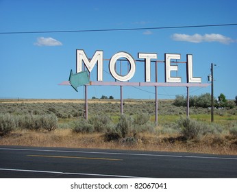 Old Motel Sign In Desert