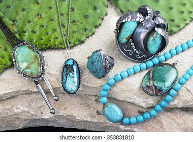 Old Native American Navajo Indian Turquoise Jewelry.