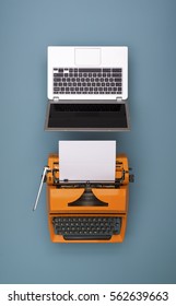 Old New Comparison Laptop And Typewriter