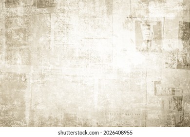OLD NEWSPAPER BACKGROUND, VINTAGE PAPER TEXTURE, RETRO NEWSPRINT PATTERN WITH WHITE SCRATCHED BLANK SPACE FOR TEXT, PAPERS COLLAGE TEMPLATE, SCRAP BOOK DESIGN, WEATHERED OVERLAY TEMPLATE - Shutterstock ID 2026408955