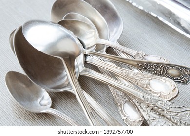 Old Nickel Silver Spoons And Foil. Melkiorovye Tableware. Care And Cleaning