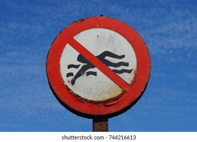 Old No Swimming Sign Prohibition Sign Stock Photo 744216613 