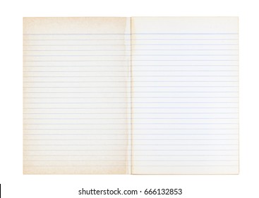 Old Notebook Paper Isolated On White Background.