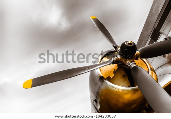 an old obsolete aircraft
propeller