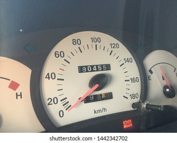 An Old Odometer And Speedometer Inside Of An Old Car