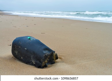 An Old Oil Canister On The North Sea Beach In Denmark