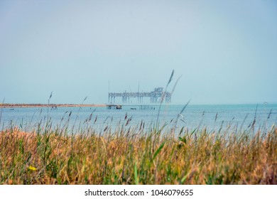 Old Oil Rig In Caspian Sea In Azerbaijan