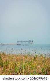 Old Oil Rig In Caspian Sea In Azerbaijan