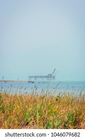 Old Oil Rig In Caspian Sea In Azerbaijan