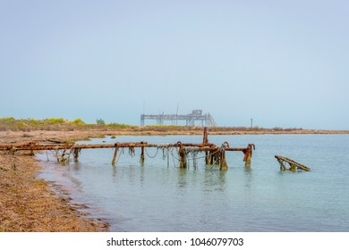 Old Oil Rig In Caspian Sea In Azerbaijan