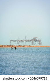 Old Oil Rig In Caspian Sea In Azerbaijan