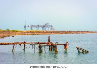 Old Oil Rig In Caspian Sea In Azerbaijan