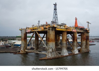 Old Oil Rig In Harbor