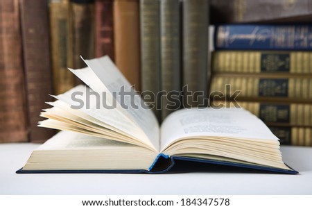Old Open book in  Library
