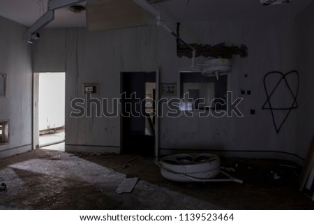 Old operating room in an abandoned hospital