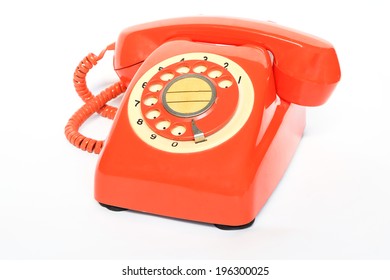 Old Orange Telephone Rotary Dial Isolate Stock Photo (Edit Now) 194707262