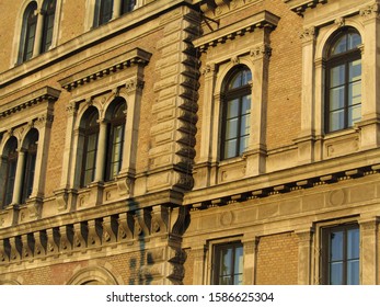 Old Ornate University Building Detail In Budapest, Hungary