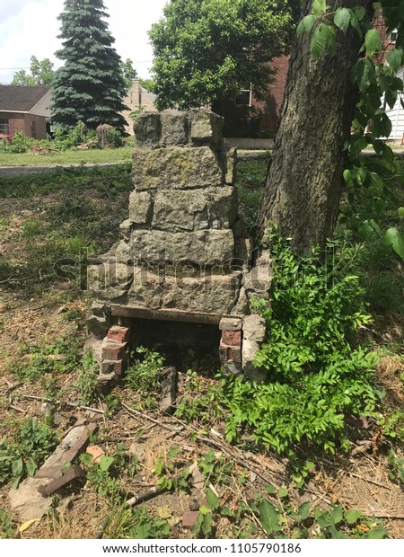 Old Outdoor Brick Fireplace Buildings Landmarks Parks Outdoor