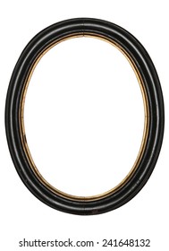 Old Oval Picture Frame Wooden Isolated White Background