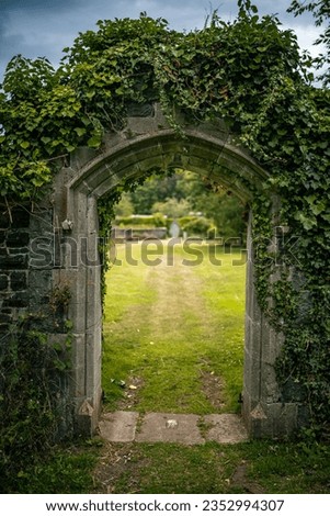 Old overgrown arch on a old, medieval estate, Llanfairfechan, North Wales, Cymru, UK