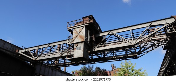 An Old Overhead Crane On An Abandoned Industrial Site