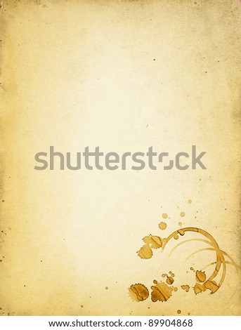 Old page background with prints of coffee
