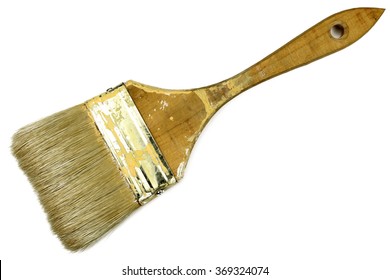 Old Paint Brush Isolated On The White Background