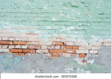 Old Painted Brick Wall