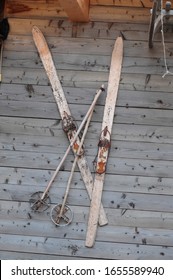 Old Pair Of Wooden Skis