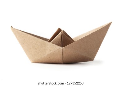 Old Paper Boat Isolated On White