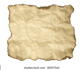 Old Paper With Burned Edges Over White