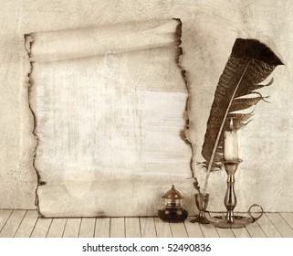 Old Paper Candle Quill Pen Stock Photo 52490836 | Shutterstock