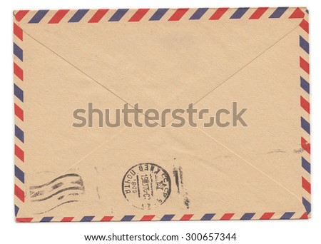 Old paper envelope with meter stamp on rear side