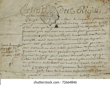 Old Paper Of French Civil Law Notary