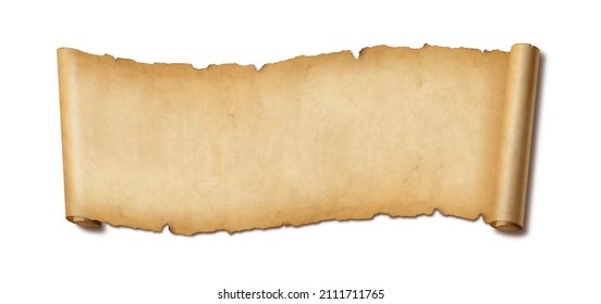 Old Paper Horizontal Banner. Parchment Scroll Isolated On White Background With Shadow