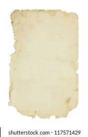 Old paper isolated on a white background.
